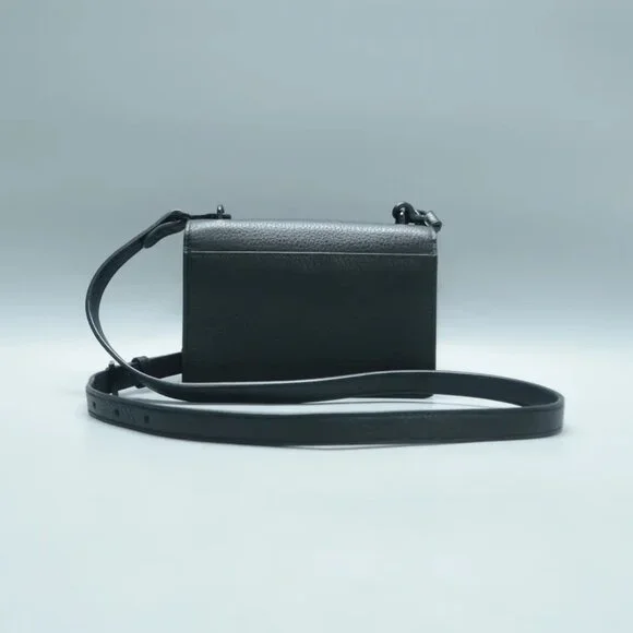 100% Authentic SAINT LAURENT Sunset Mini Black Leather Shoulder Bag 1294-101724 - Picture 2 of 12